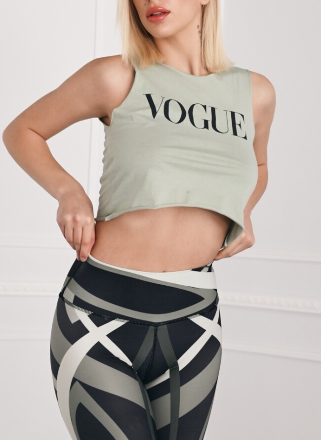 Crop top αμάνικο με logo Vogue