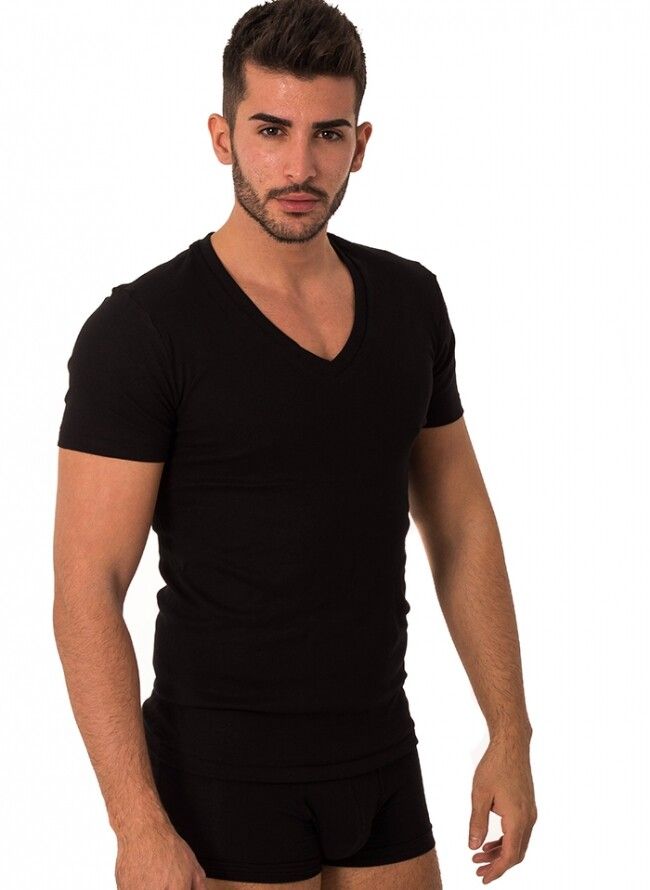 Men's T-shirt with short sleeves and 'V' economical package of 2 pieces