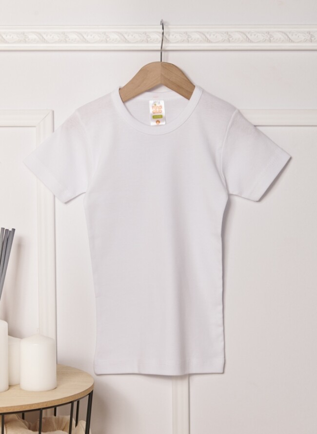 Children's short-sleeved single-colored shirt