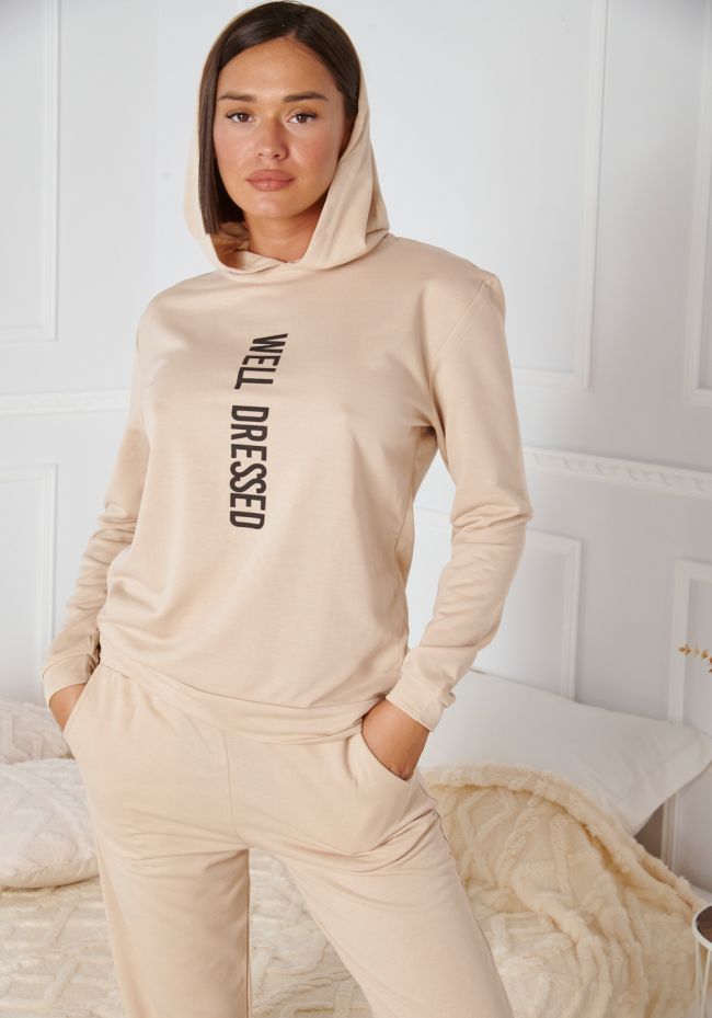 Homewear γυναικείο με logo well dressed και κουκούλα