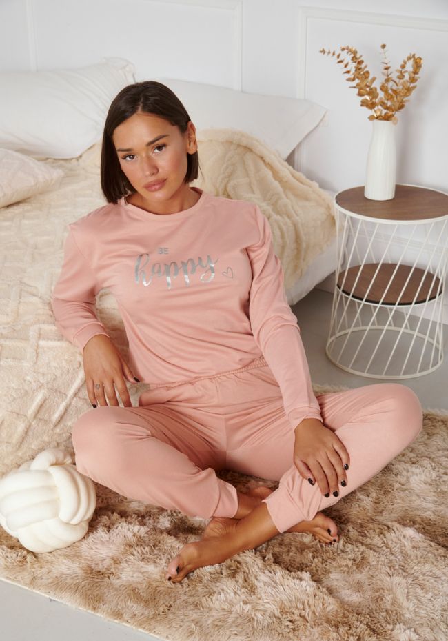 Homewear γυναικείο με logo Be happy