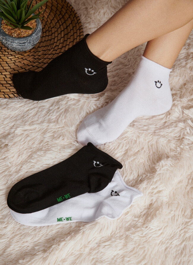 Me-We Women's semi short socks economy package of 2 pairs