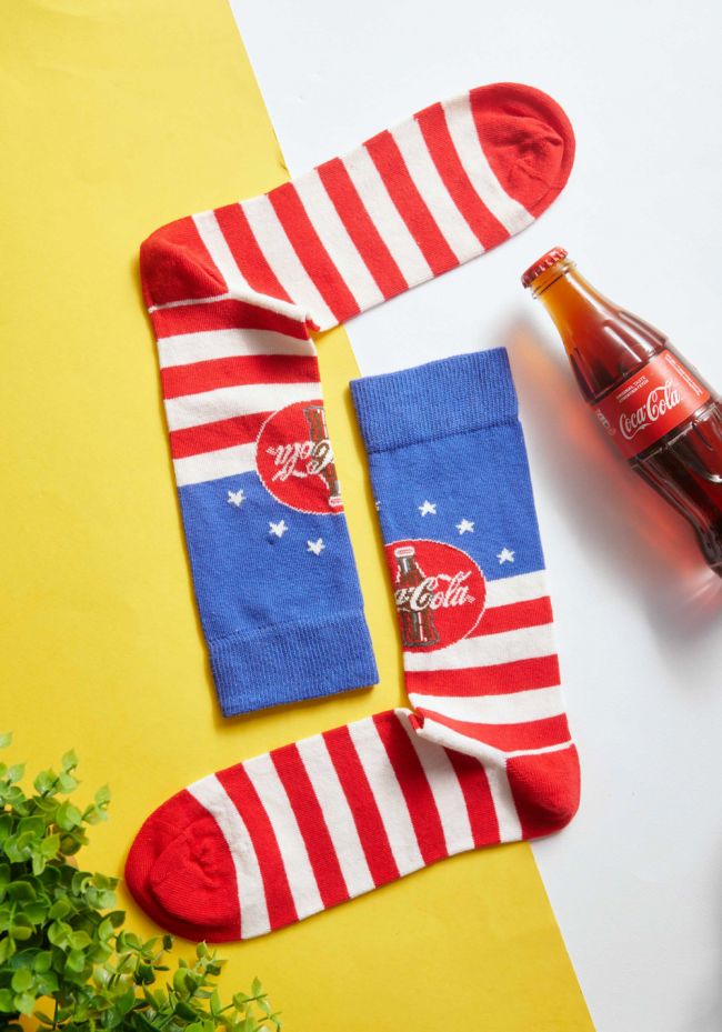 Men's striped socks with refreshment