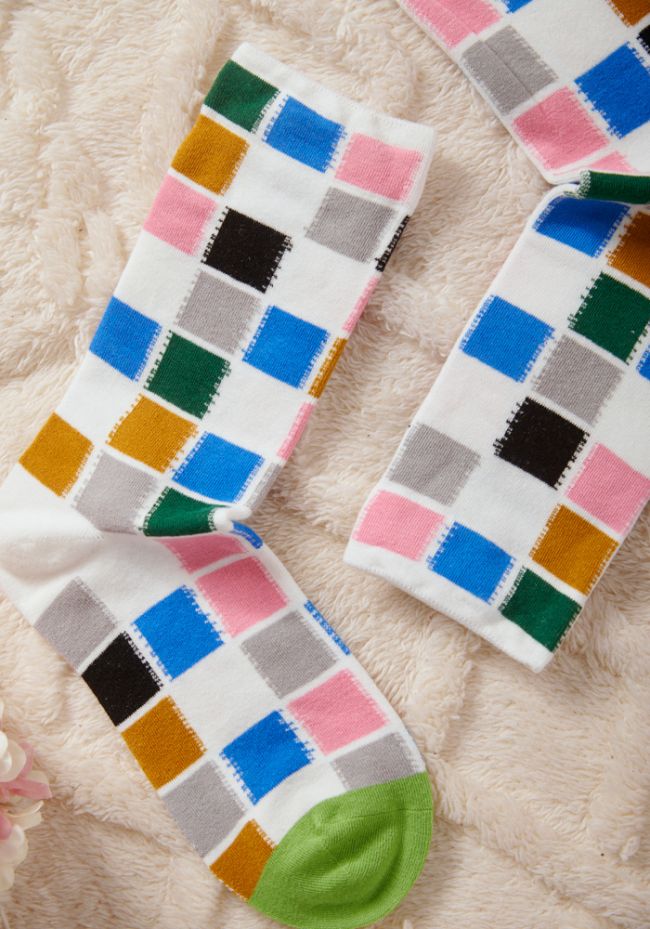 Κάλτσες γυναικείες με πολύχρωμα τετράγωνα
