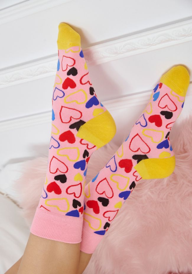 Κάλτσες γυναικείες με πολύχρωμες καρδιές
