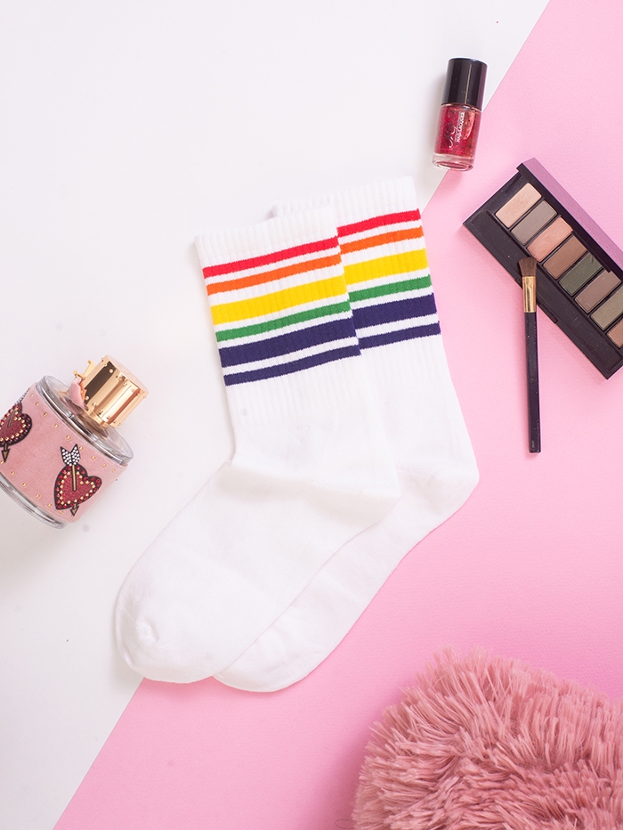 Womens socks with colorful stripes