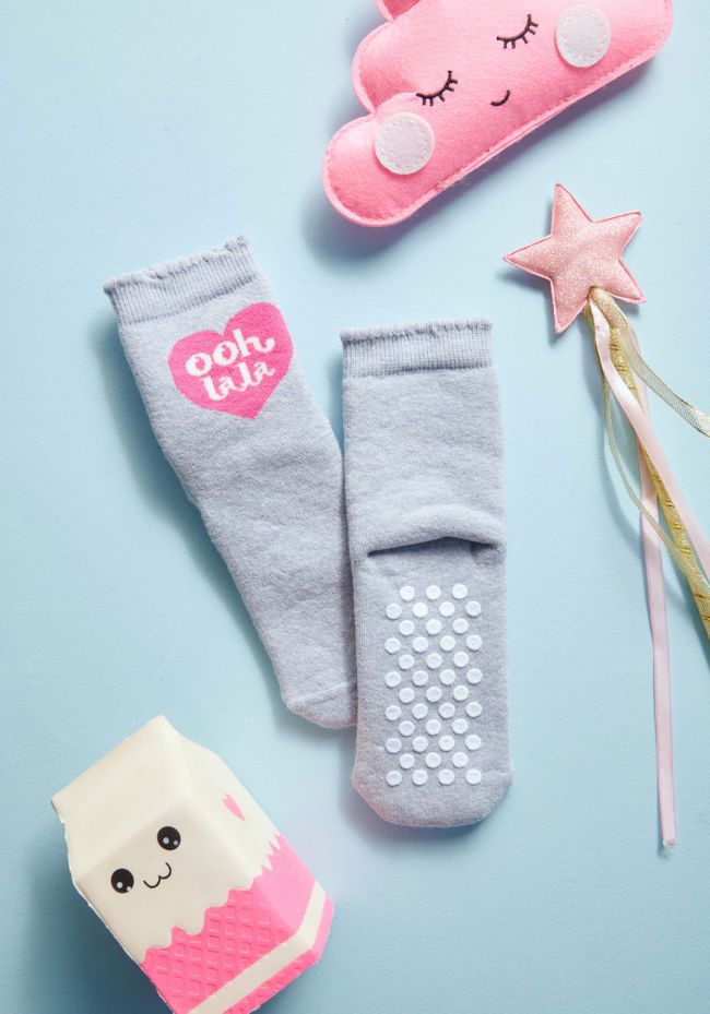 Children's socks with slippers and heart