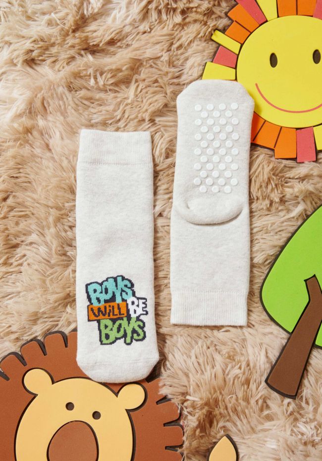 Children's socks with slippers and logo