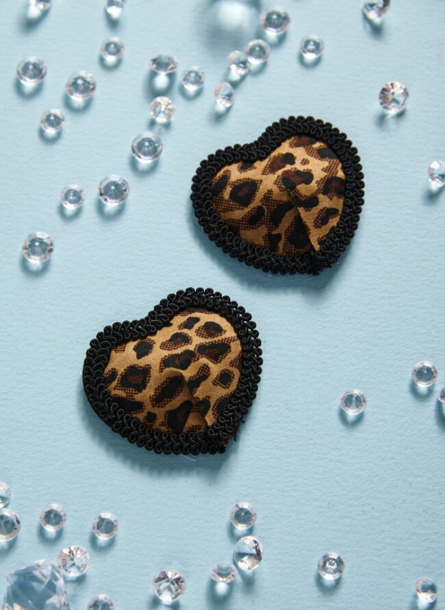 Animal print hearts nipple covers