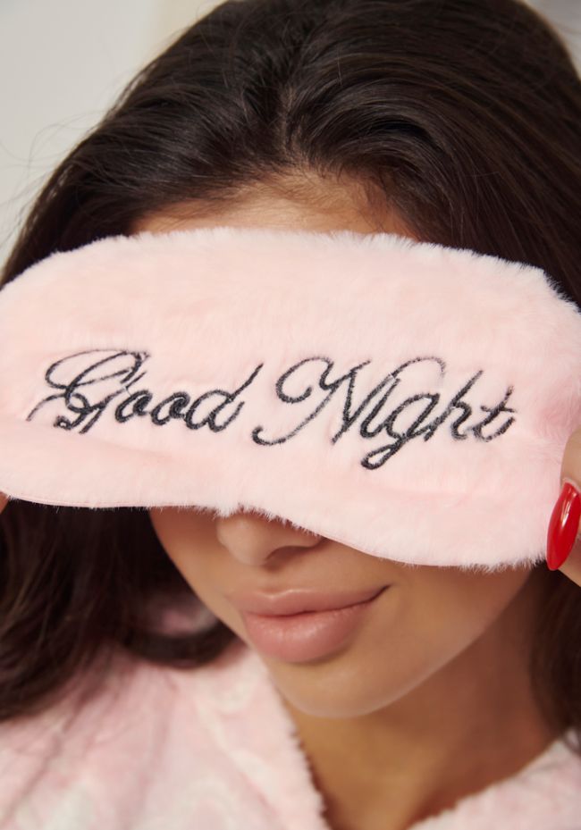 Μάσκα ύπνου χνουδωτή με logo Good Night