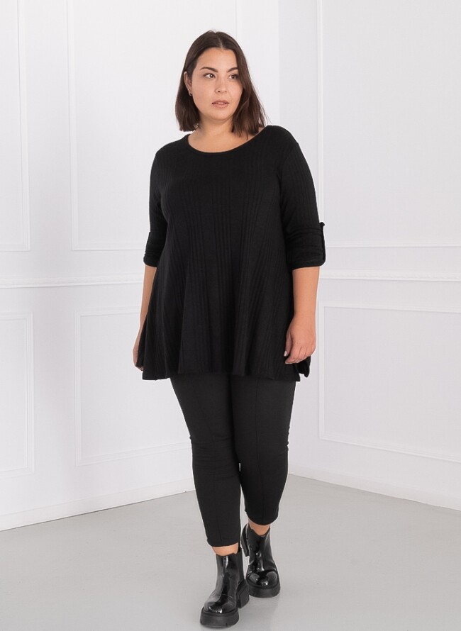Μπλούζα plus size με ριπ πλέξη