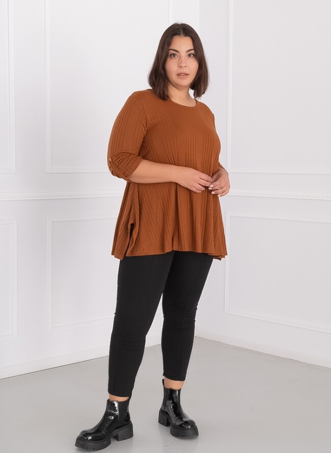 Μπλούζα plus size με ριπ πλέξη
