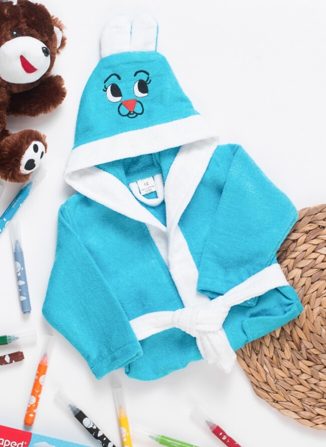 Childrens bathrobe with hood