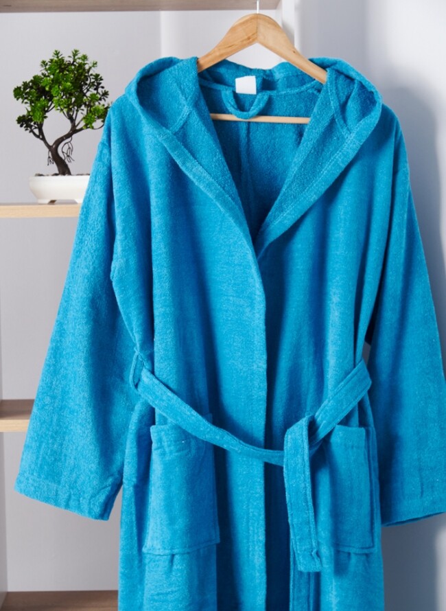 Unisex hooded bathrobe