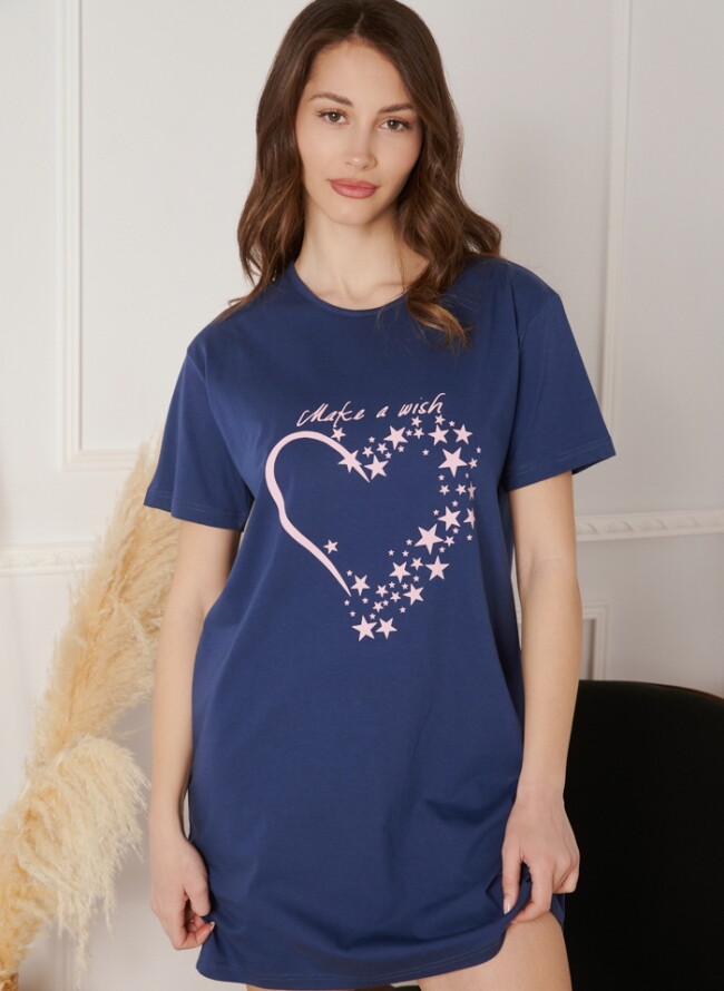 Nightgown short sleeved with stars and logo