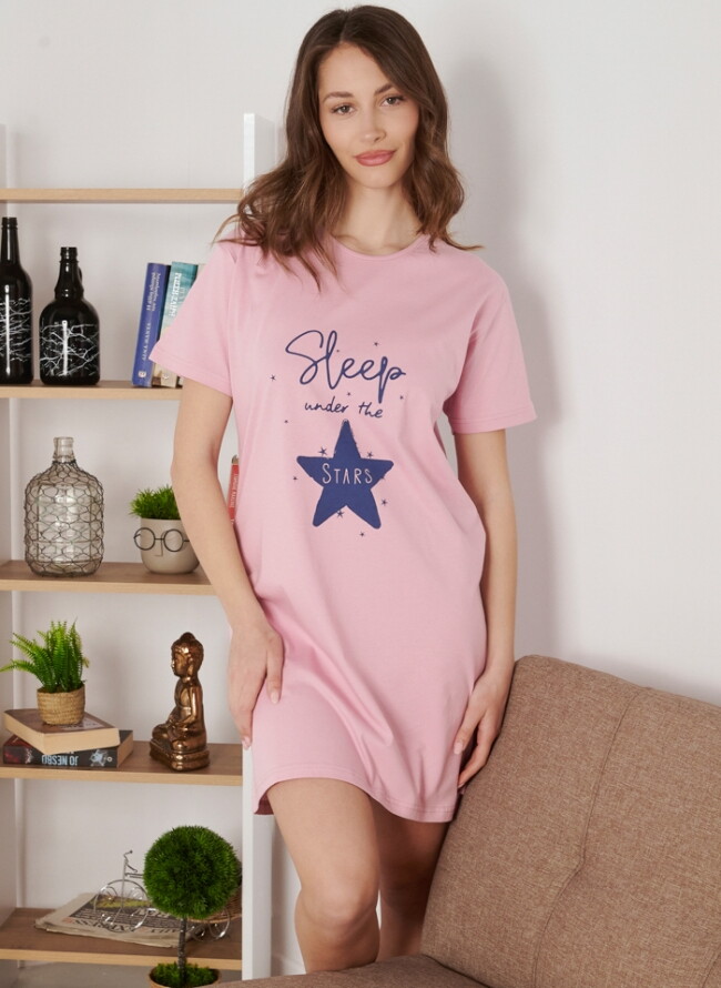 Nightgown short sleeved with logo and stars