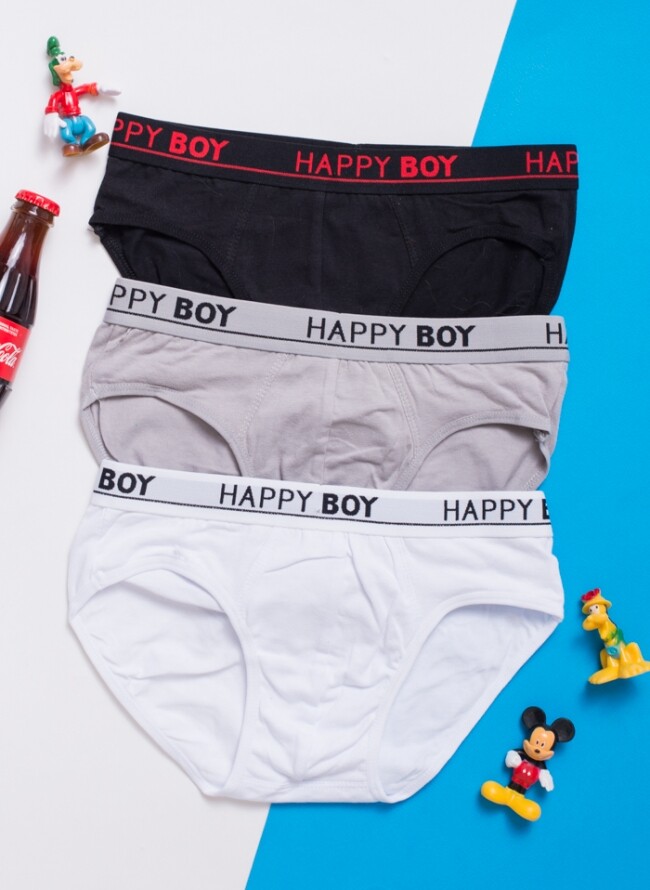 Children's monochrome briefs in an economical package of 3 pieces