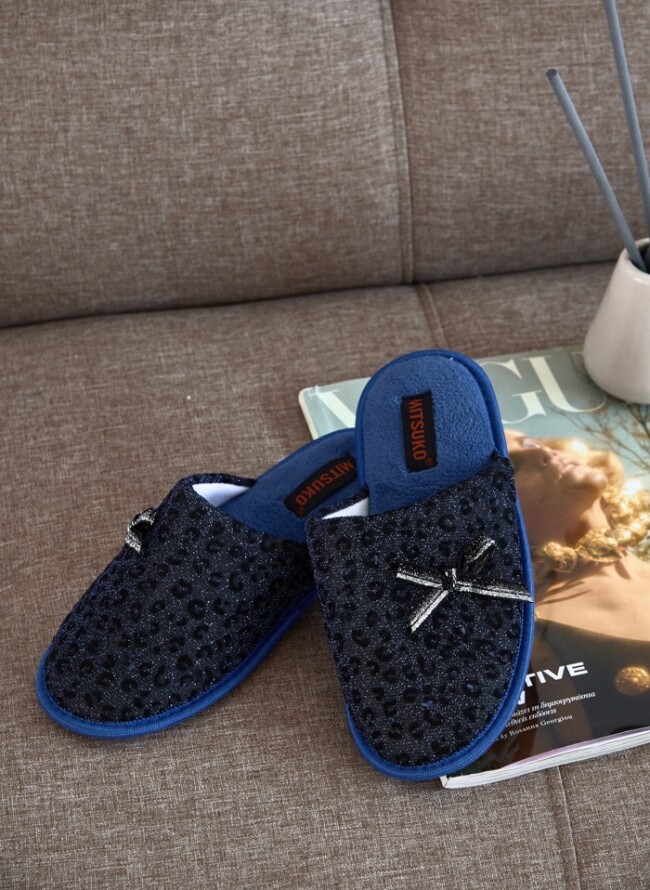 Παντόφλες γυναικείες animal print με φιογκάκι
