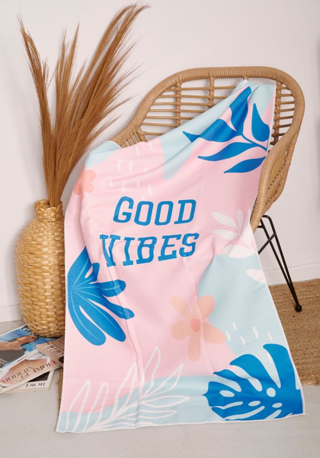 Πετσέτα θαλάσσης με logo Good Vibes(70εκ-140εκ)