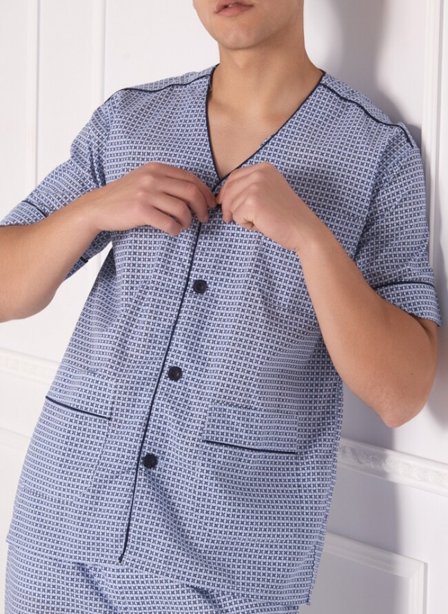 Men's buttoned pajamas classic