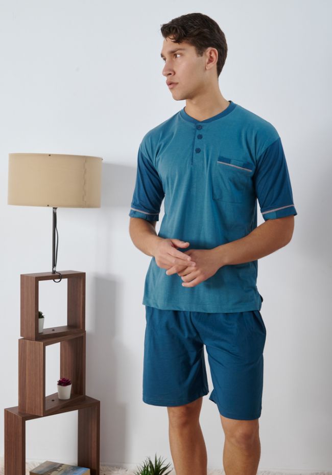 Men's pajamas with short and long trousers two-colored