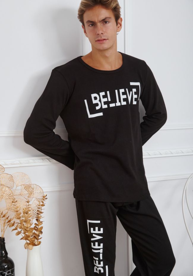 Πιτζάμα ανδρική με logo BELIEVE