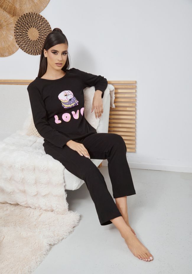 Women's Pajama with Donuts and Logo Love