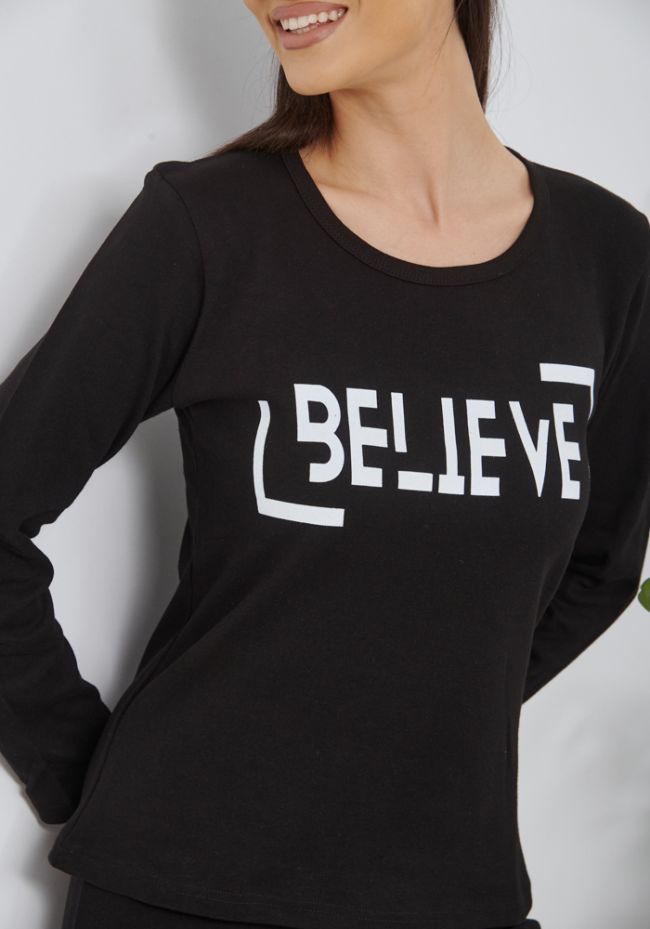 Πιτζάμα γυναικεία με logo BELIEVE