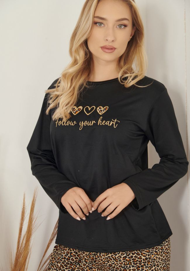 Πιτζάμα γυναικεία με logo και animal print