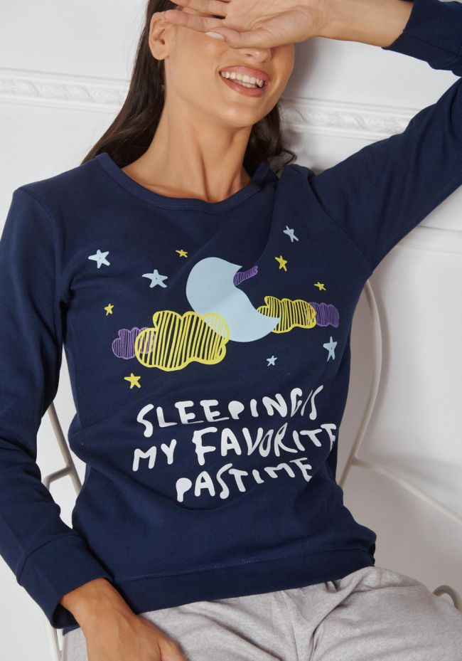 Women's pajamas with clouds and logo