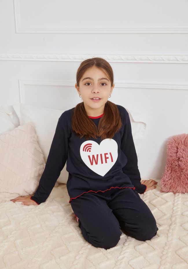 Unisex children's pajamas with Wi-fi signal