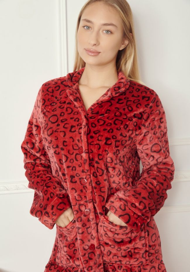 Ρόμπα γυναικεία φλις κουμπωτή animal print