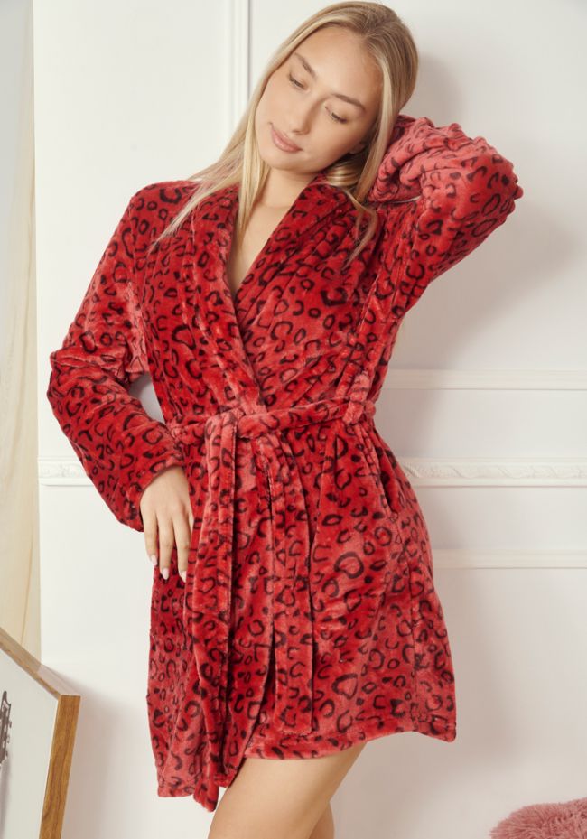 Ρόμπα γυναικεία φλις κρουαζέ animal print