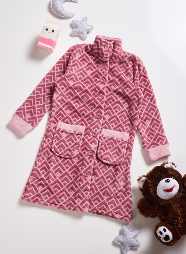 Children's fleece robe with geometric shapes