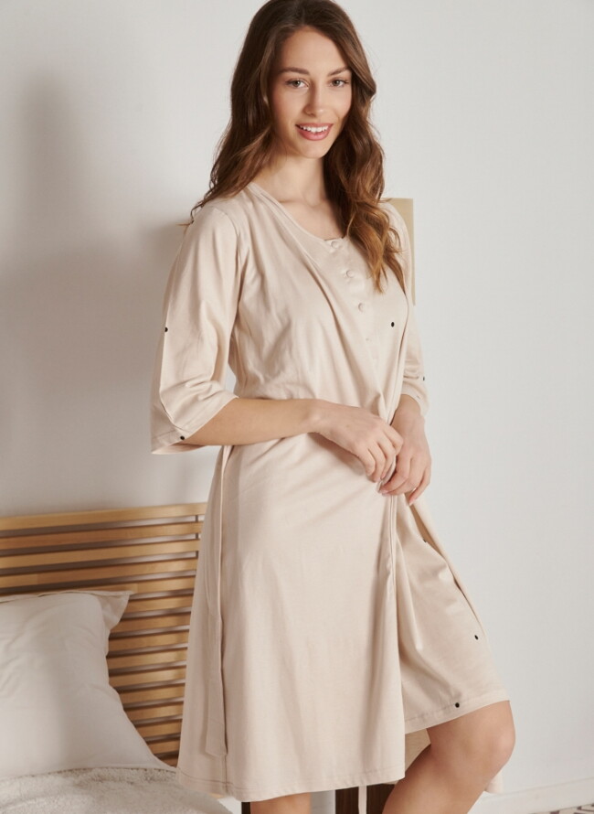 Wrap front robe with polka dot details