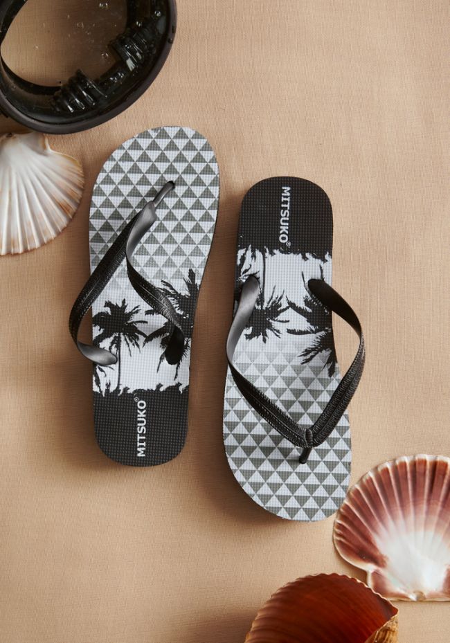 Men's flip flops with palm trees