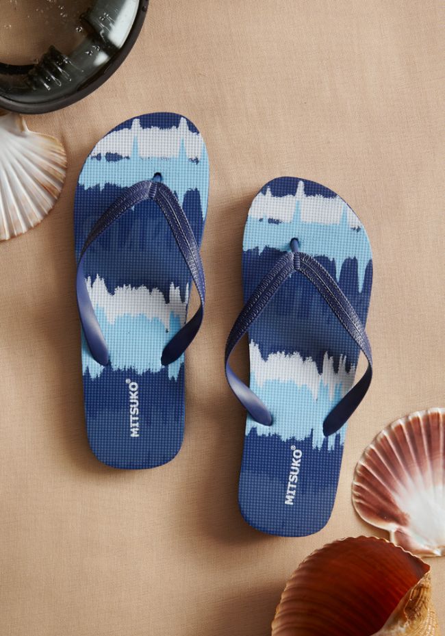 Men's tie dye flip flops with Surf logo