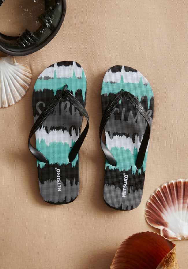 Men's tie dye flip flops with Surf logo