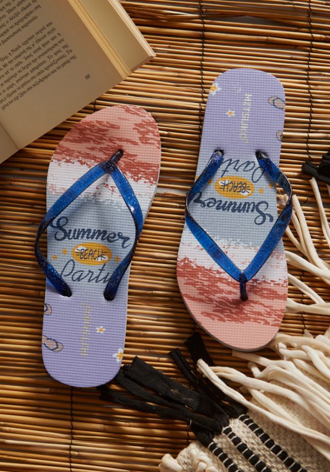 Women's flip flops with logo and tricolor