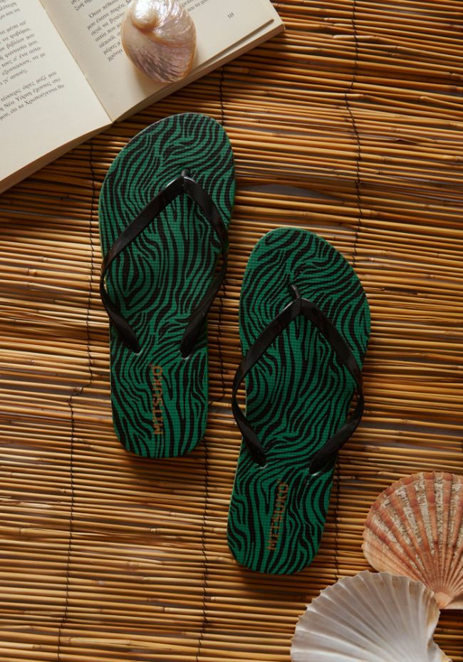 Women's zebra print flip flops