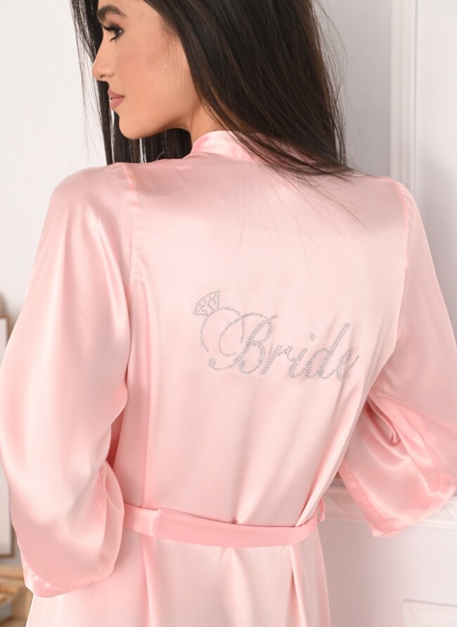 Satin robe with Bride logo