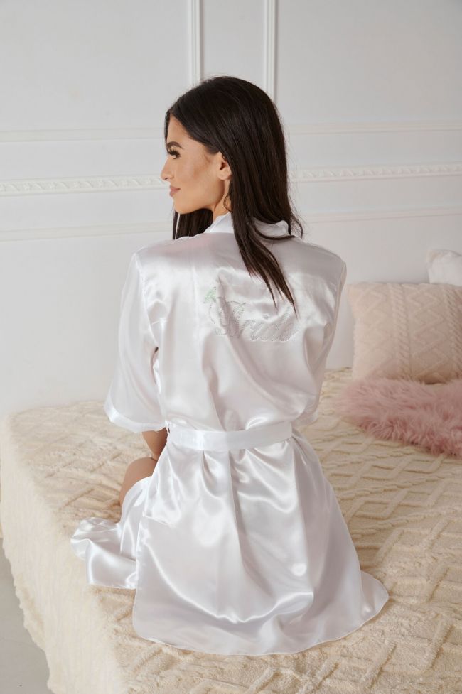 Satin robe with Bride logo