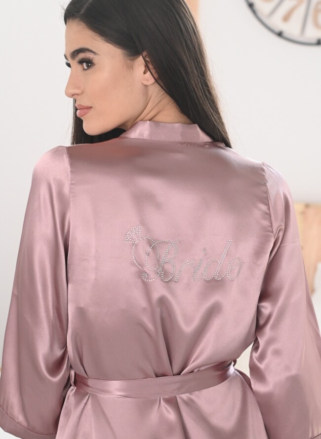 Satin robe with Bride logo