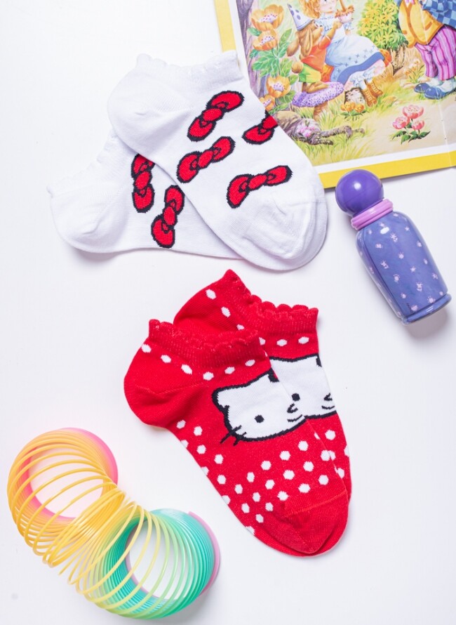 ME-WE children's socks with kittens, economical package of 2 pieces