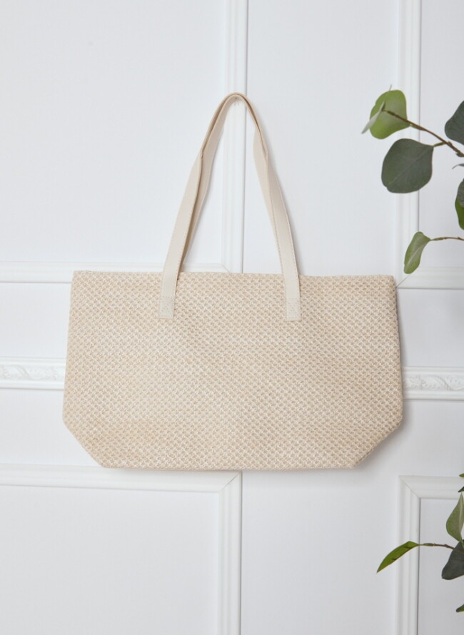 Straw bag with leatherette (40x25cm)