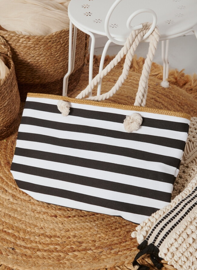 Fabric bag with wide stripes (54x13x33cm)