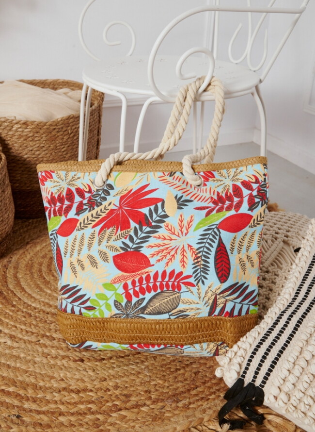 Fabric bag with colorful leaves (45x33cm)