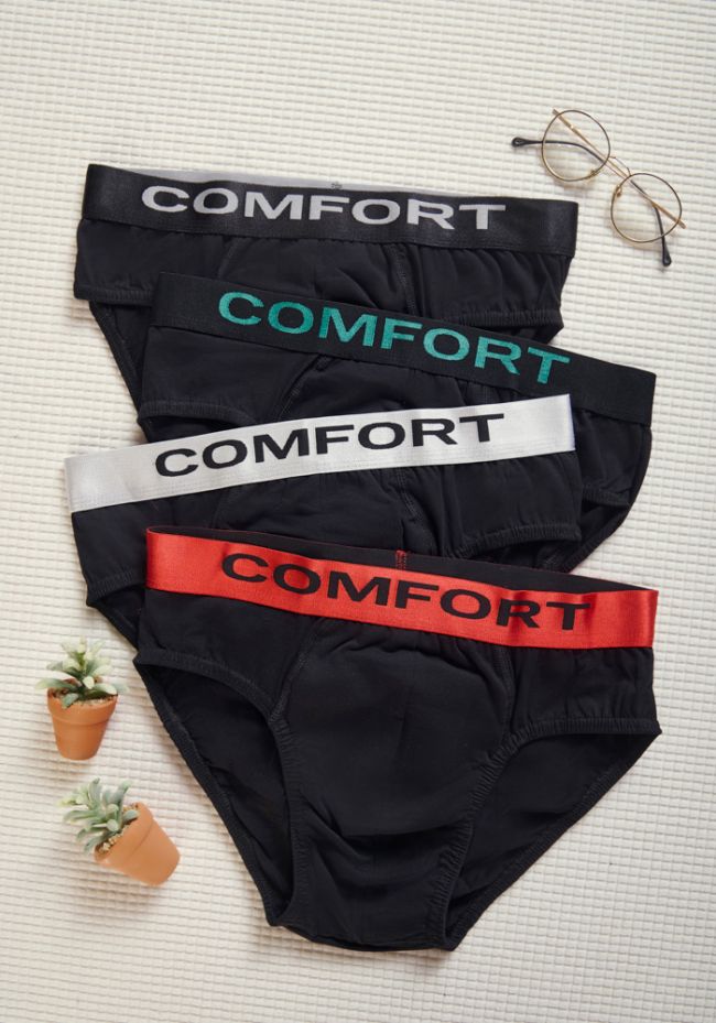 Σλιπ ανδρικό με εξωτερικό λάστιχο με logo Comfort (Οικονομική συσκευασία 4 τεμαχίων)
